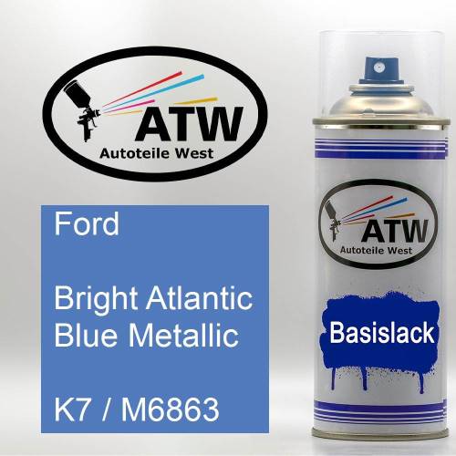 Ford, Bright Atlantic Blue Metallic, K7 / M6863: 400ml Sprühdose, von ATW Autoteile West.